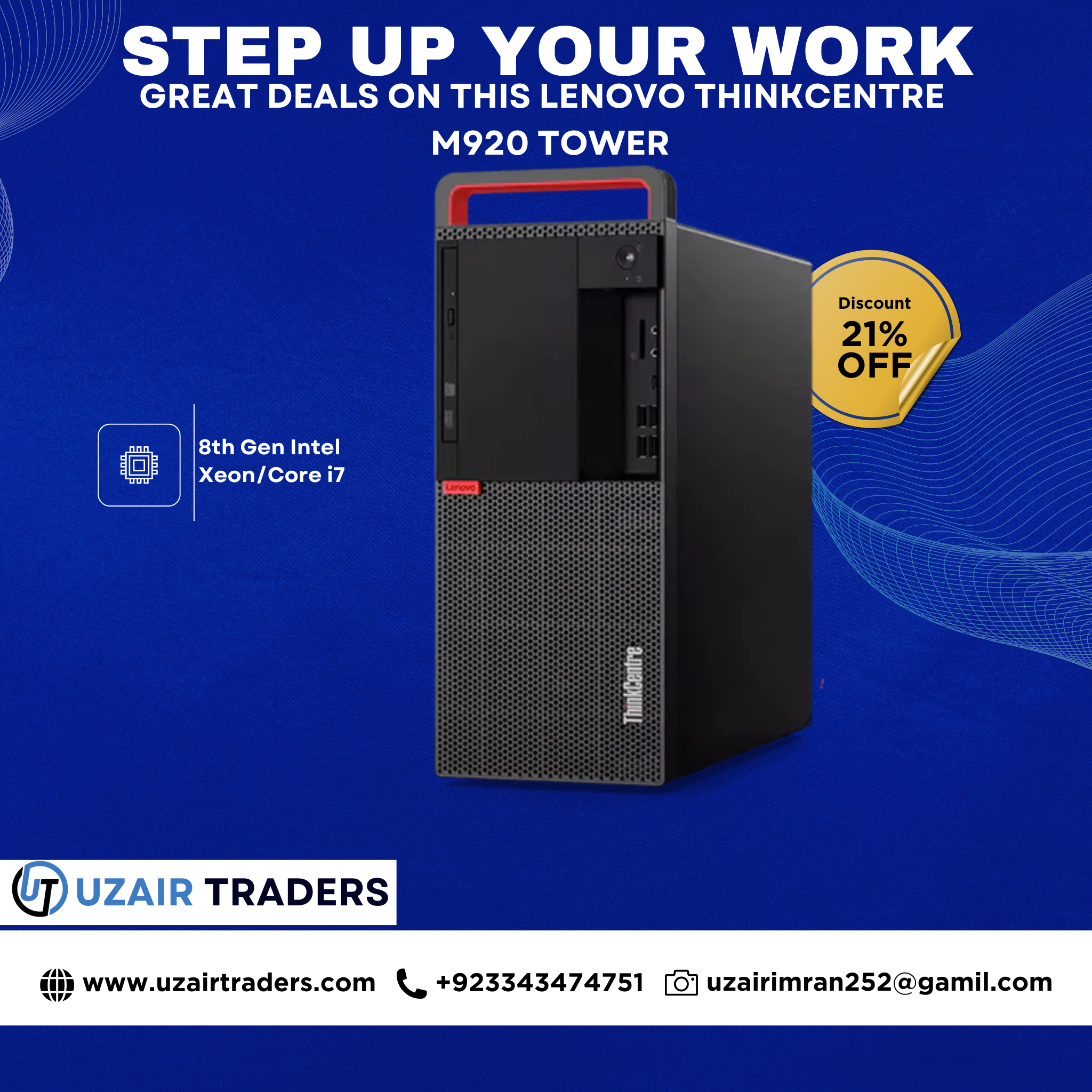 Lenovo ThinkCentre M920 Tower | 8th Gen Intel Core i7 | Business Desktop