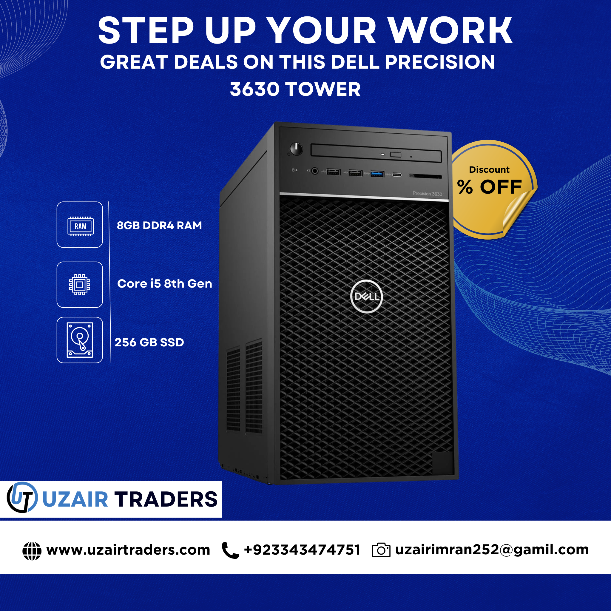 Dell Precision 3630 Tower | Core i5 8th Generation | 8GB RAM | 256GB SSD