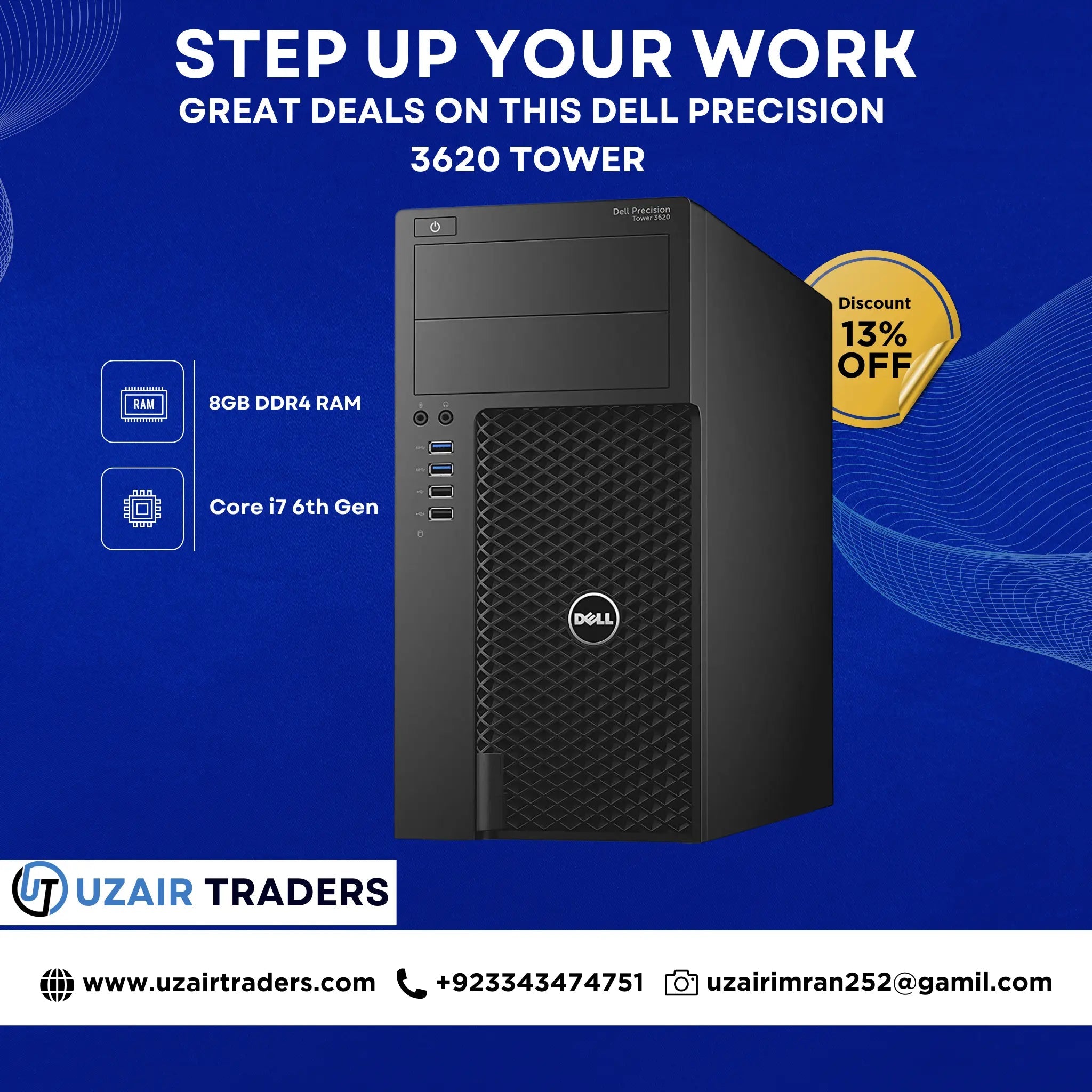 Dell Precision 3620 Tower | Core i7 6th Gen |8 GB DDR4 | Workstation PC UZAIR TRADERS