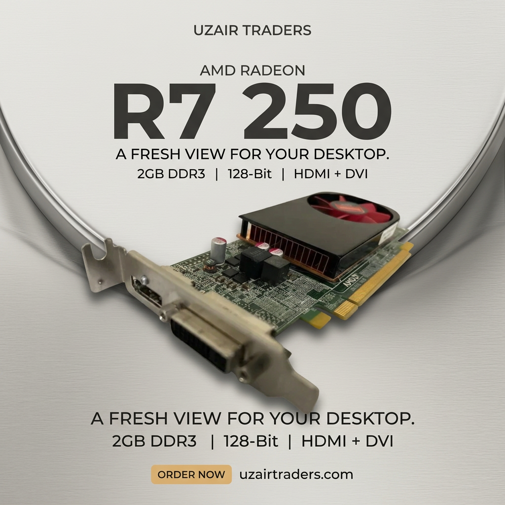 R7 250 graphite aur silver poster